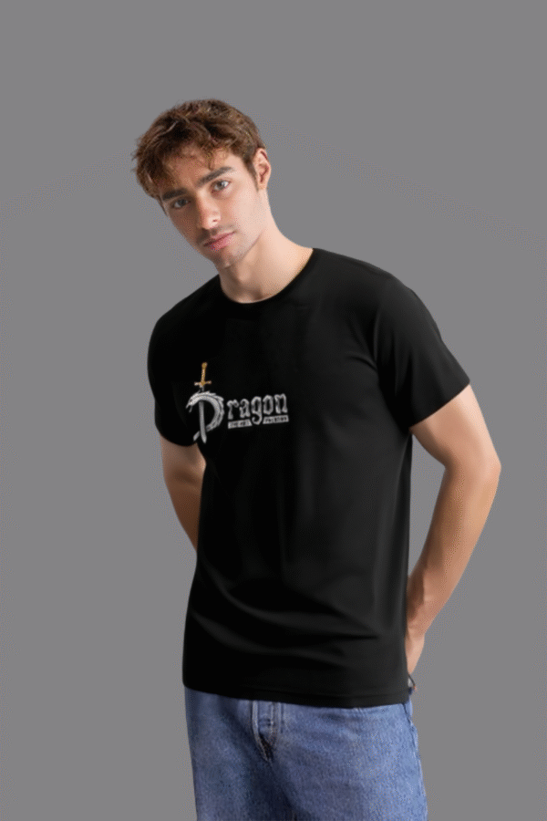 Dragon Slayer Black Graphic T-Shirt for Men | Premium Cotton Half Sleeve Tee