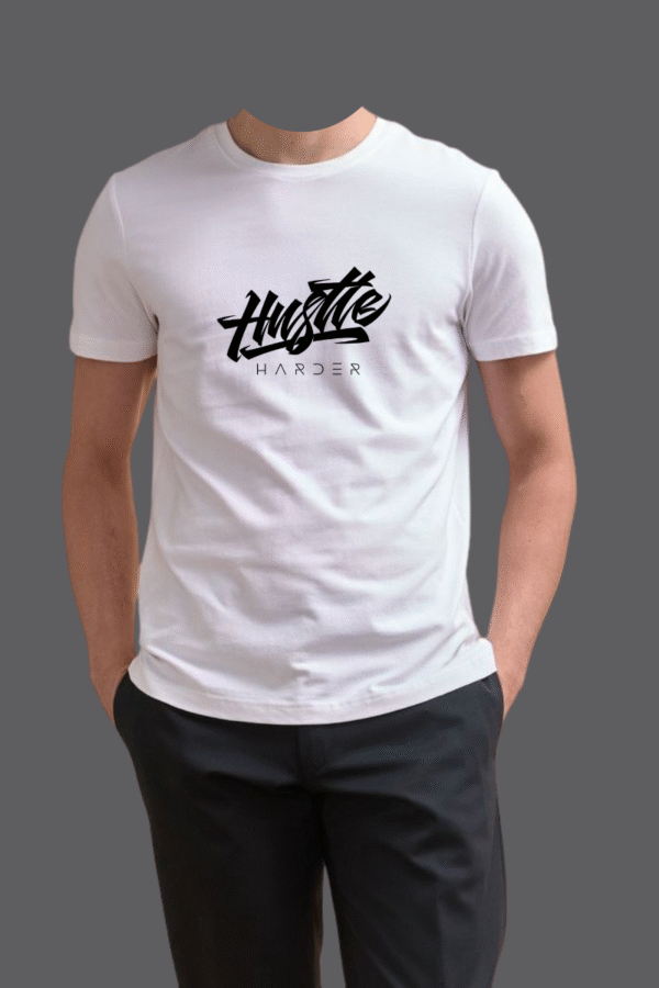 Premium White Graphic T-Shirt | Hustle Harder & All Eyez On Me
