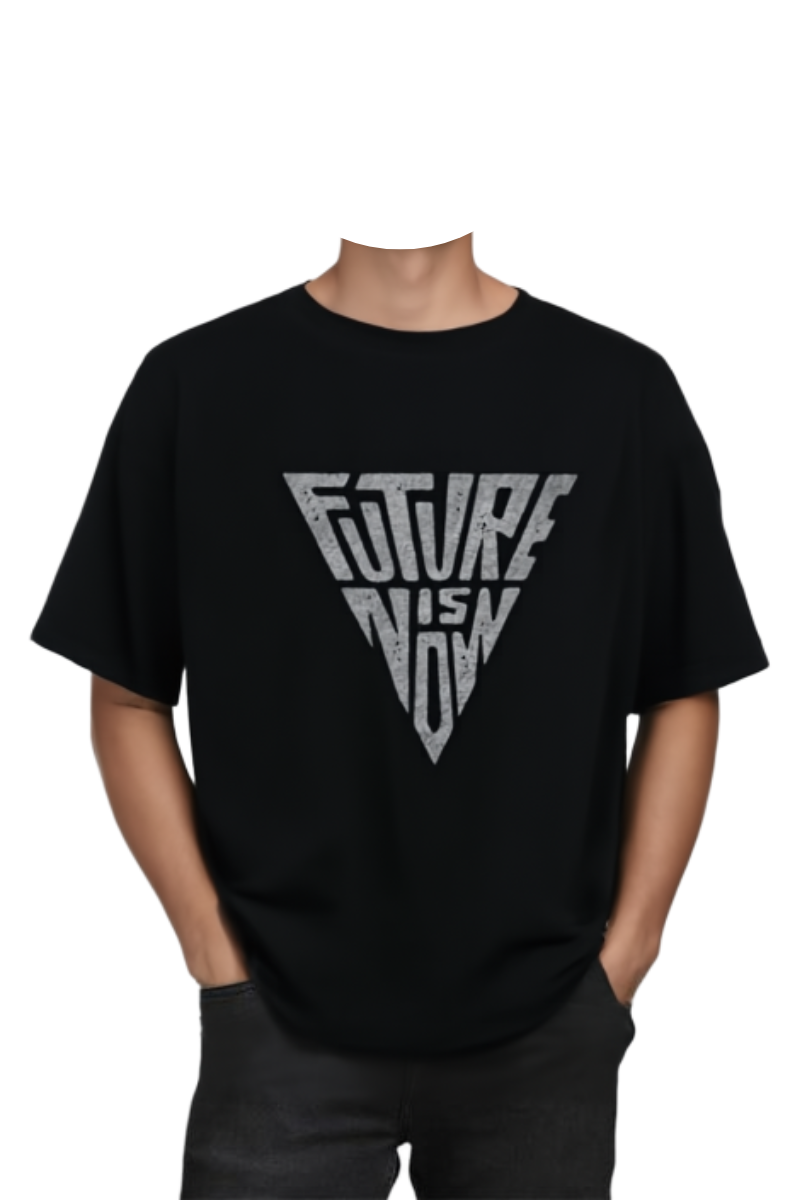 Men's Oversized Black Cotton T-Shirt – 