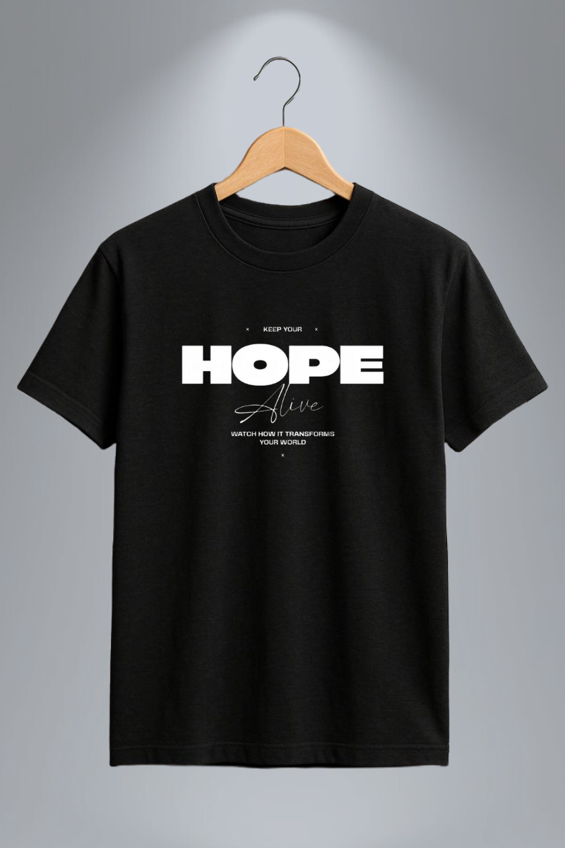 Hope Alive Oversized Black T-Shirt | 100% Cotton Graphic Print Tee for Men