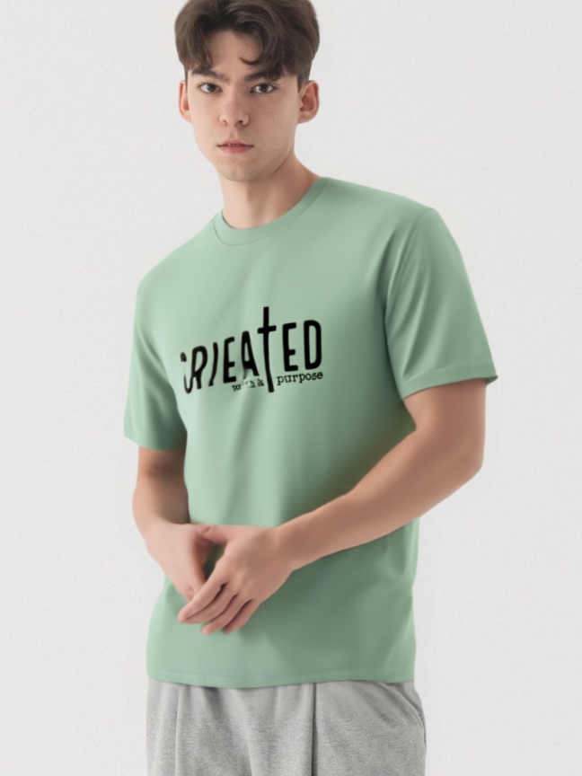 Sage Green ragular Graphic Print T-Shirt for Men | 100% Cotton Casual Wear